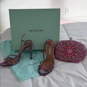 Aquazzura Purple and Pink Embellished Heels